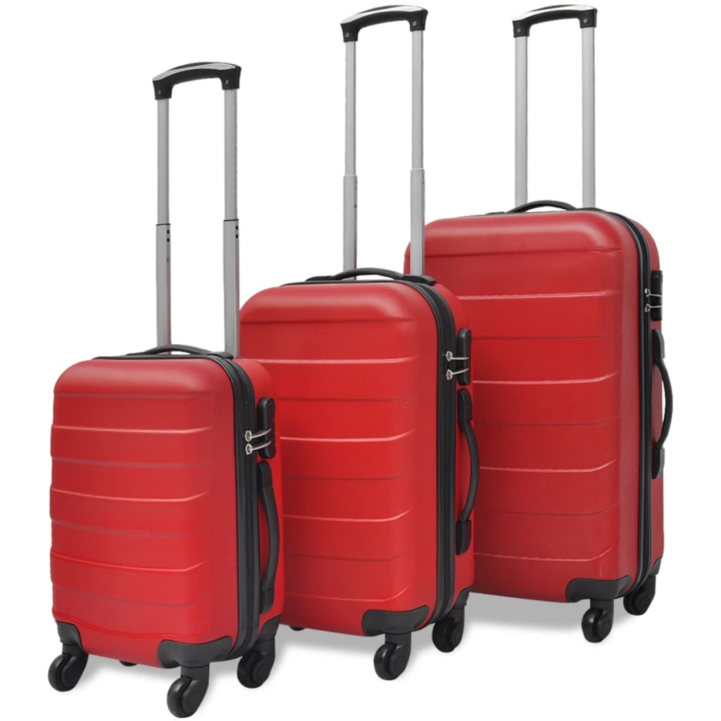 vidaXL Set Trolley Maleta Rígida Tres Uds. Rojo