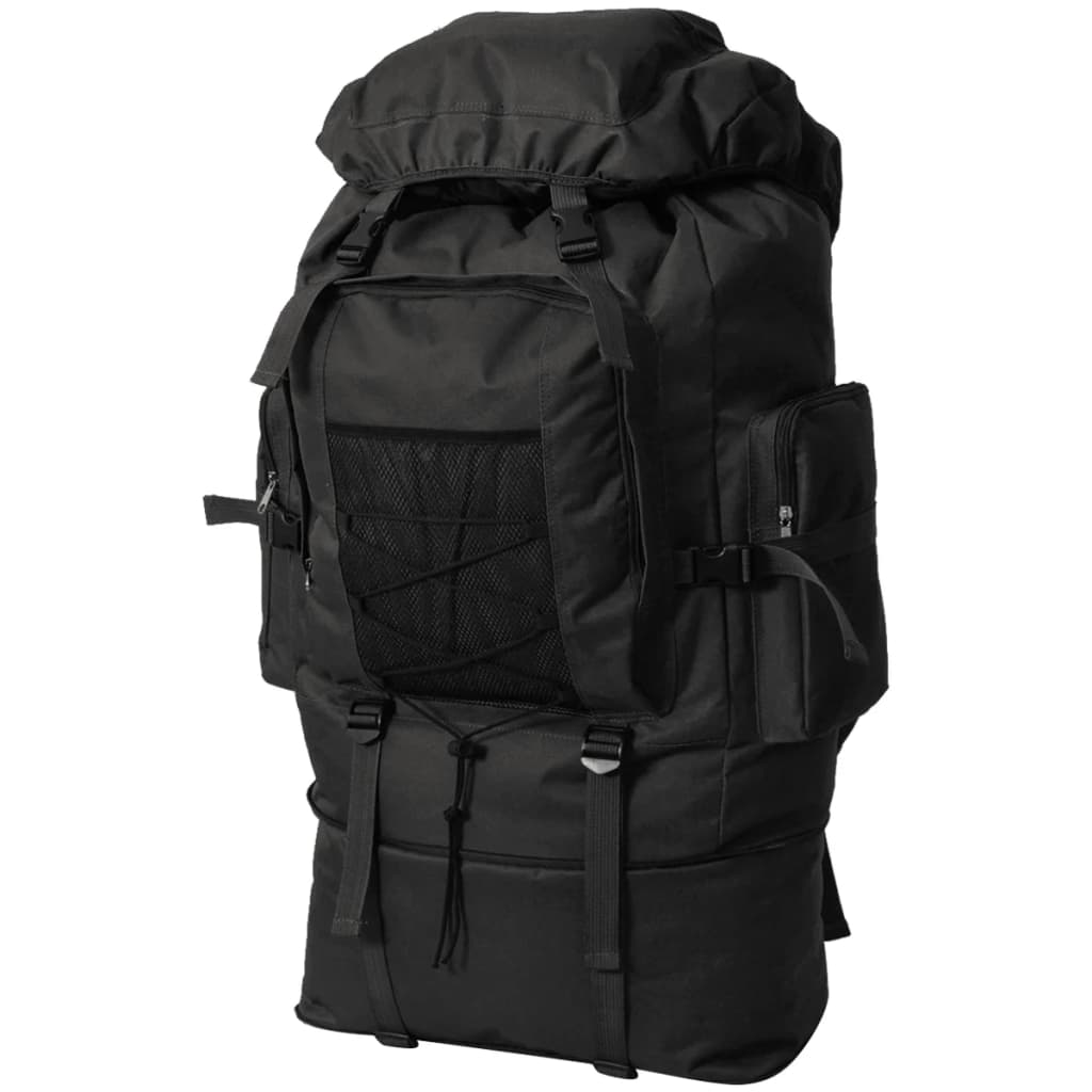 vidaXL Mochila estilo ejército XXL negro 100 l