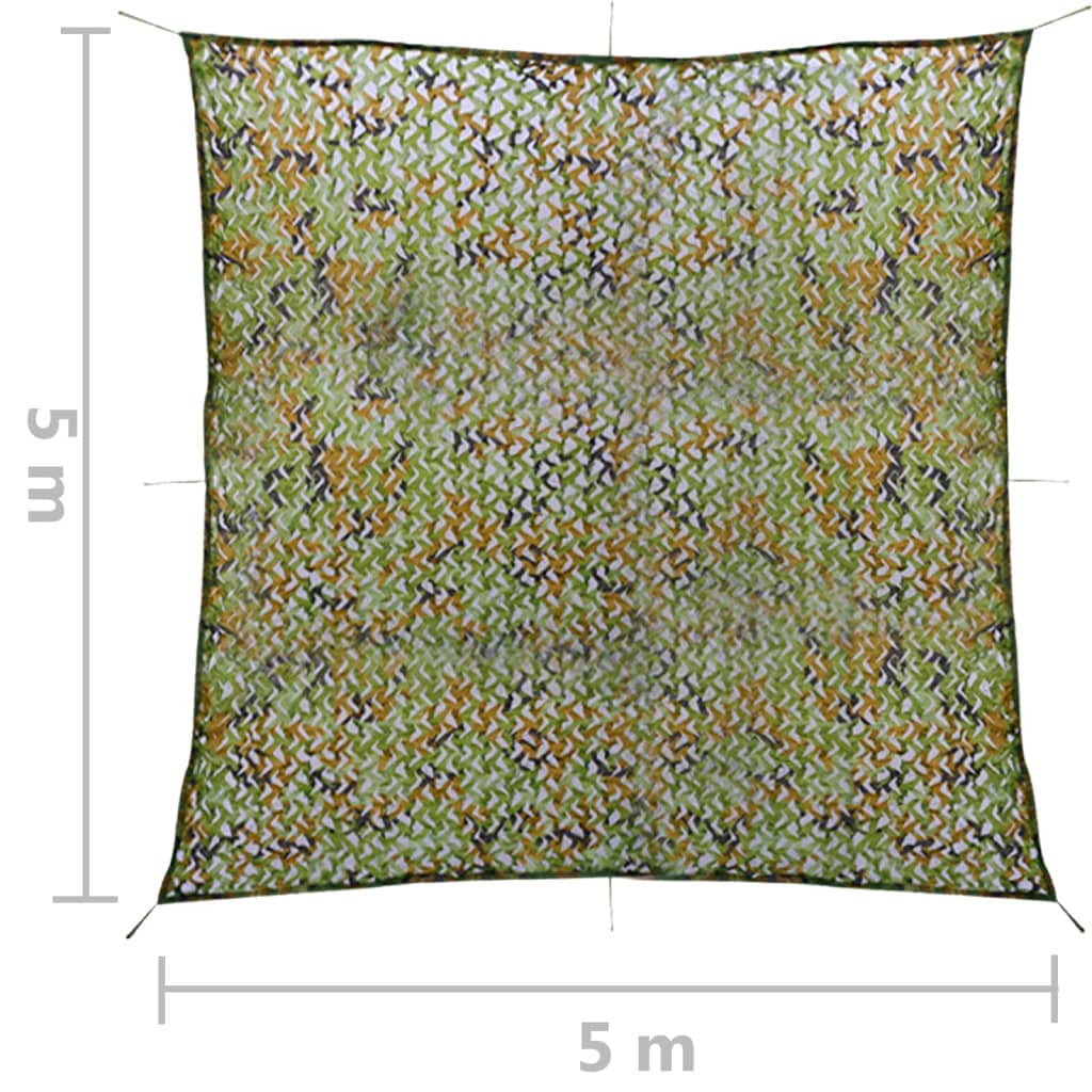 vidaXL Red de camuflaje con bolsa de almacenamiento verde 5x5 m - Image 5