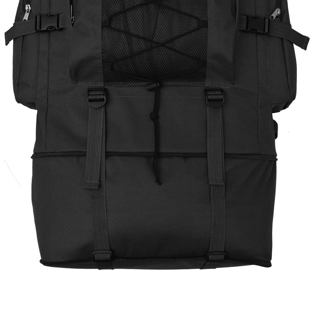 vidaXL Mochila estilo ejército XXL negro 100 l - Image 5