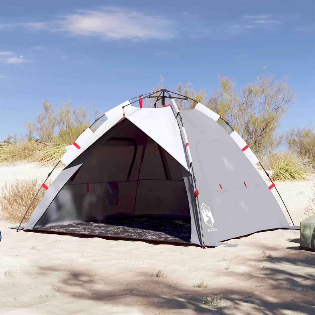vidaXL Tienda de playa 3 personas impermeable apertura rápida gris
