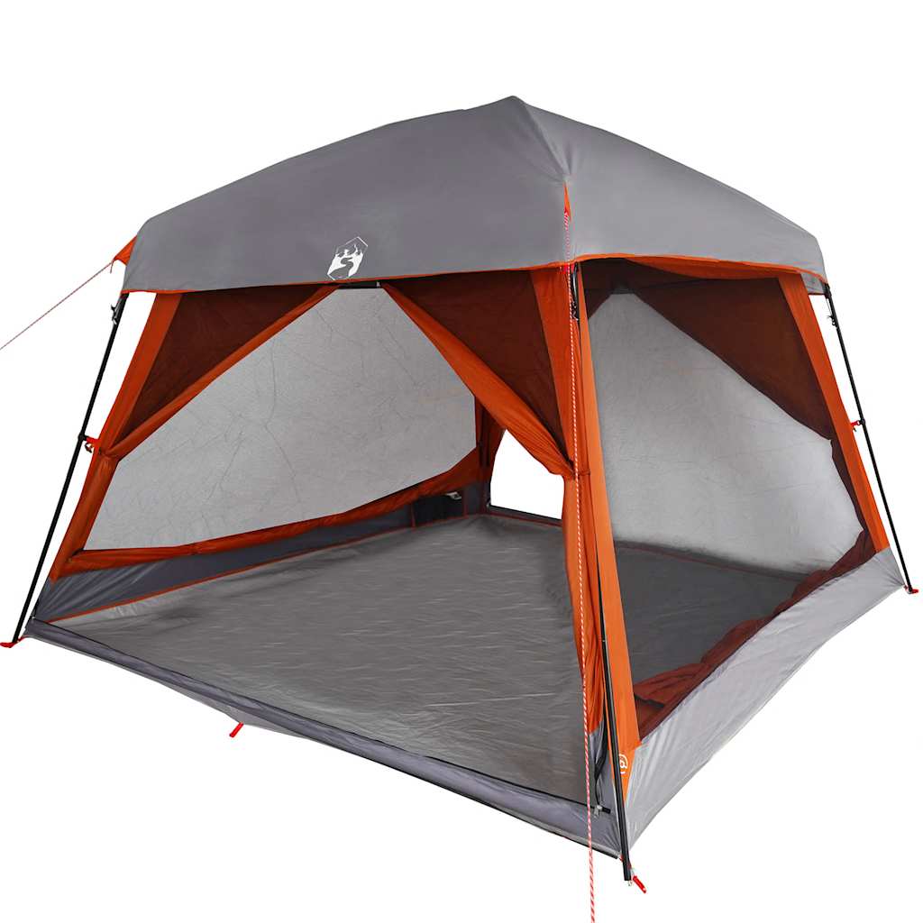 vidaXL Tienda de campaña familiar 6 personas impermeable gris naranja - Image 3