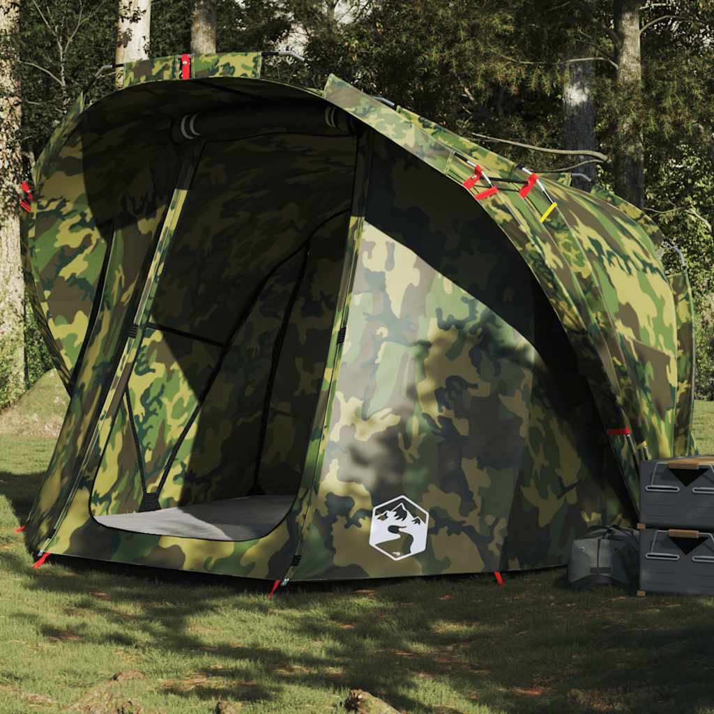 vidaXL Tienda de pesca para 4 personas impermeable camuflaje