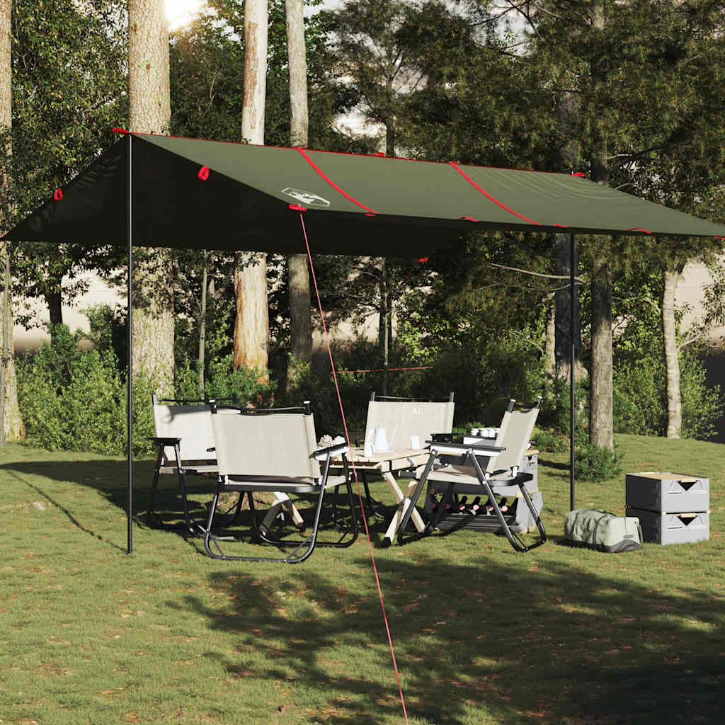 vidaXL Lona de camping impermeable verde oliva 451x420 cm