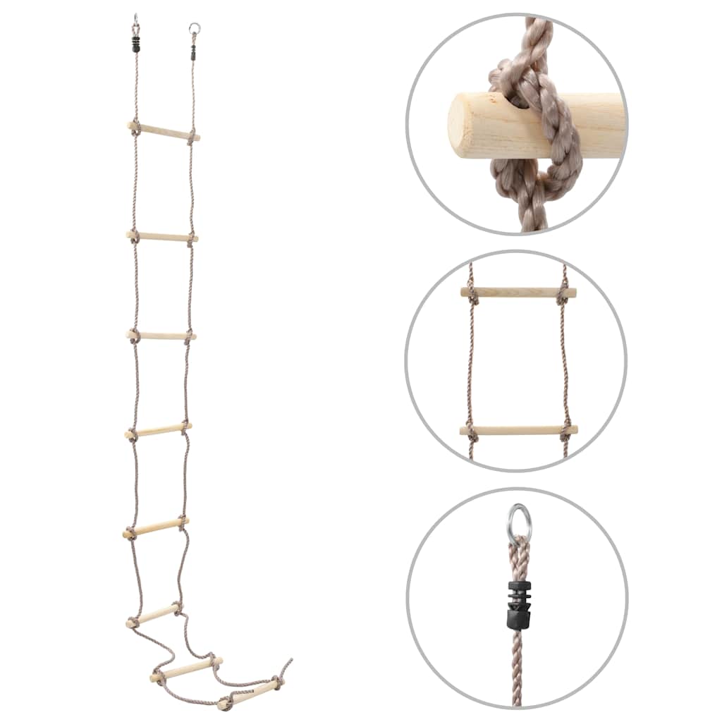 vidaXL Escalera de cuerda para niños madera 290 cm