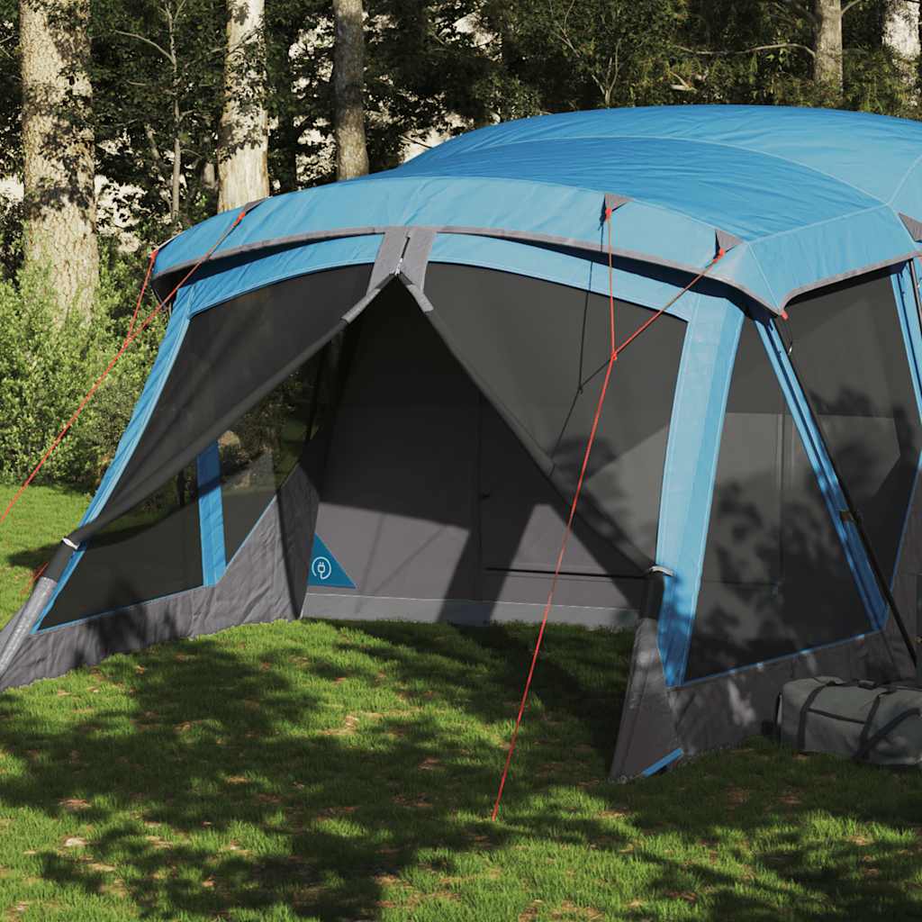 vidaXL Tienda de campaña con porche 4 personas impermeable azul
