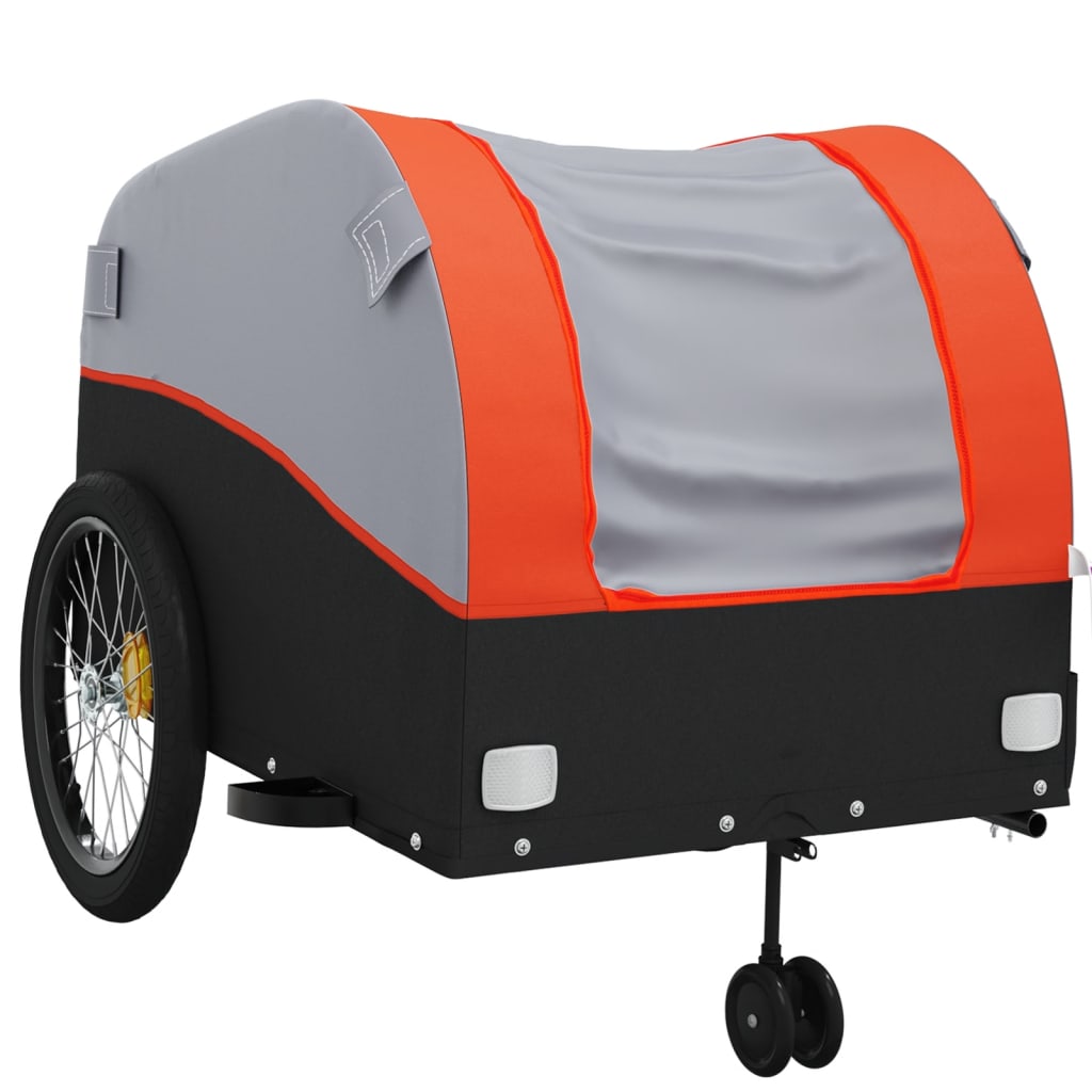 vidaXL Remolque para bicicleta hierro negro y naranja 45 kg - Image 4
