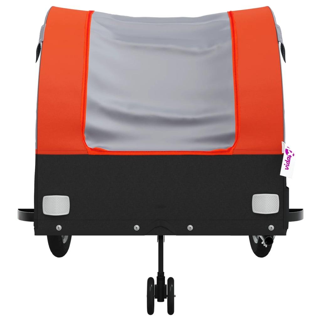 vidaXL Remolque para bicicleta hierro negro y naranja 45 kg - Image 6
