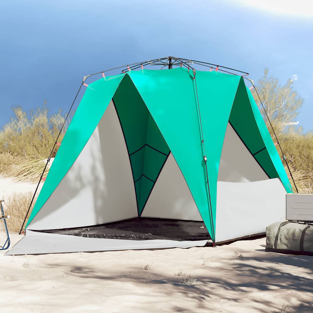 vidaXL Tienda de playa 4 personas impermeable apertura rápida verde
