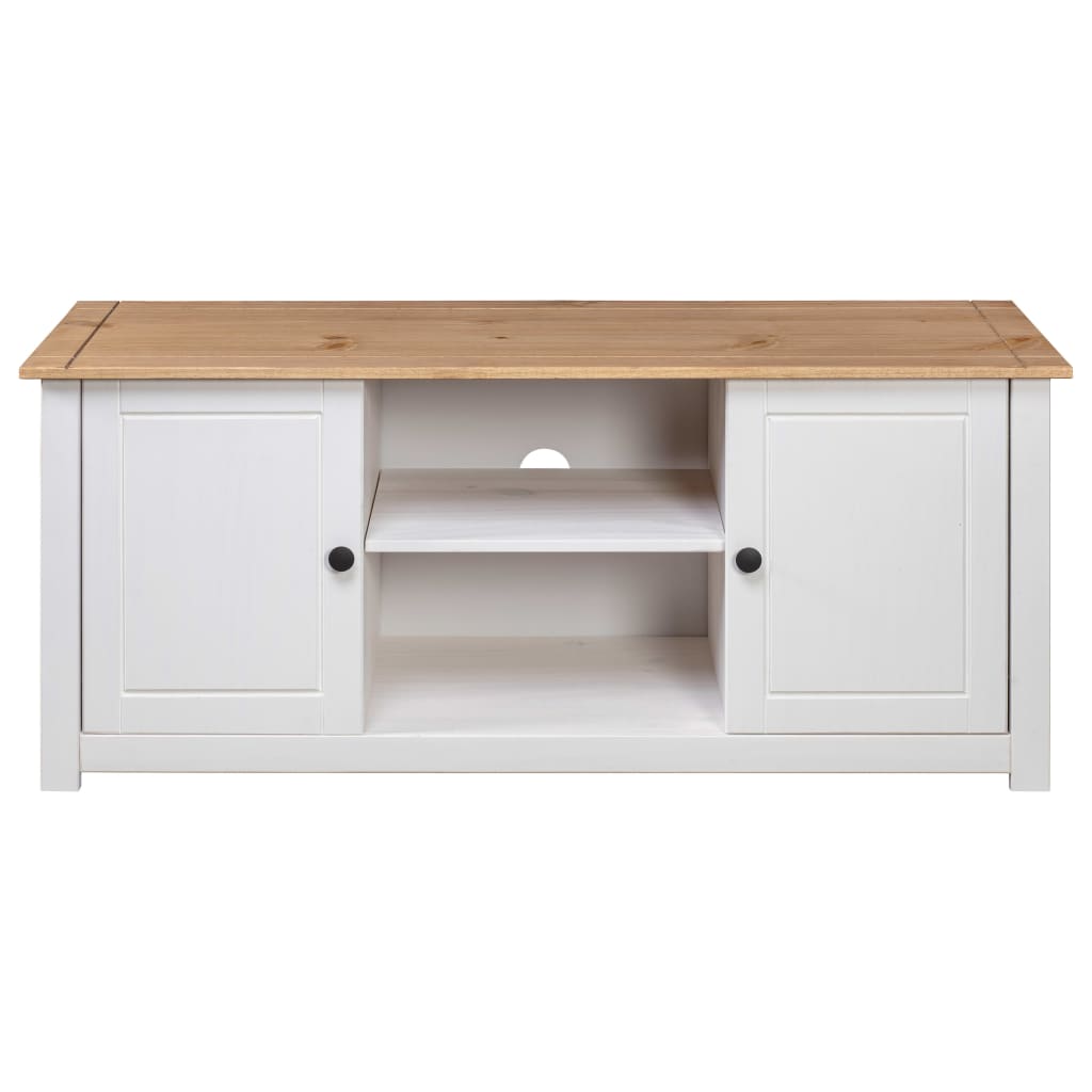 vidaXL Mueble para TV madera de pino estilo Panamá blanco 120x40x50 cm - Image 5