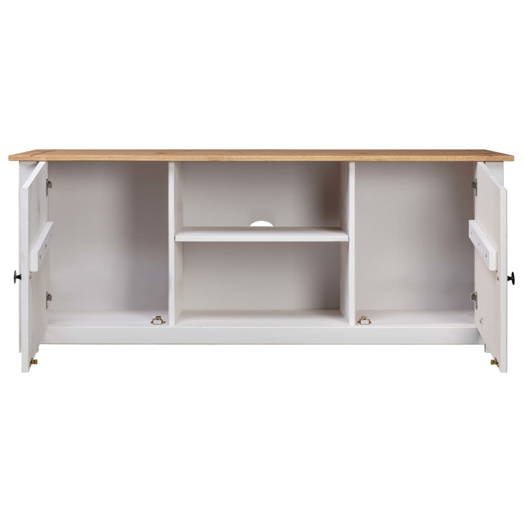 vidaXL Mueble para TV madera de pino estilo Panamá blanco 120x40x50 cm - Image 3