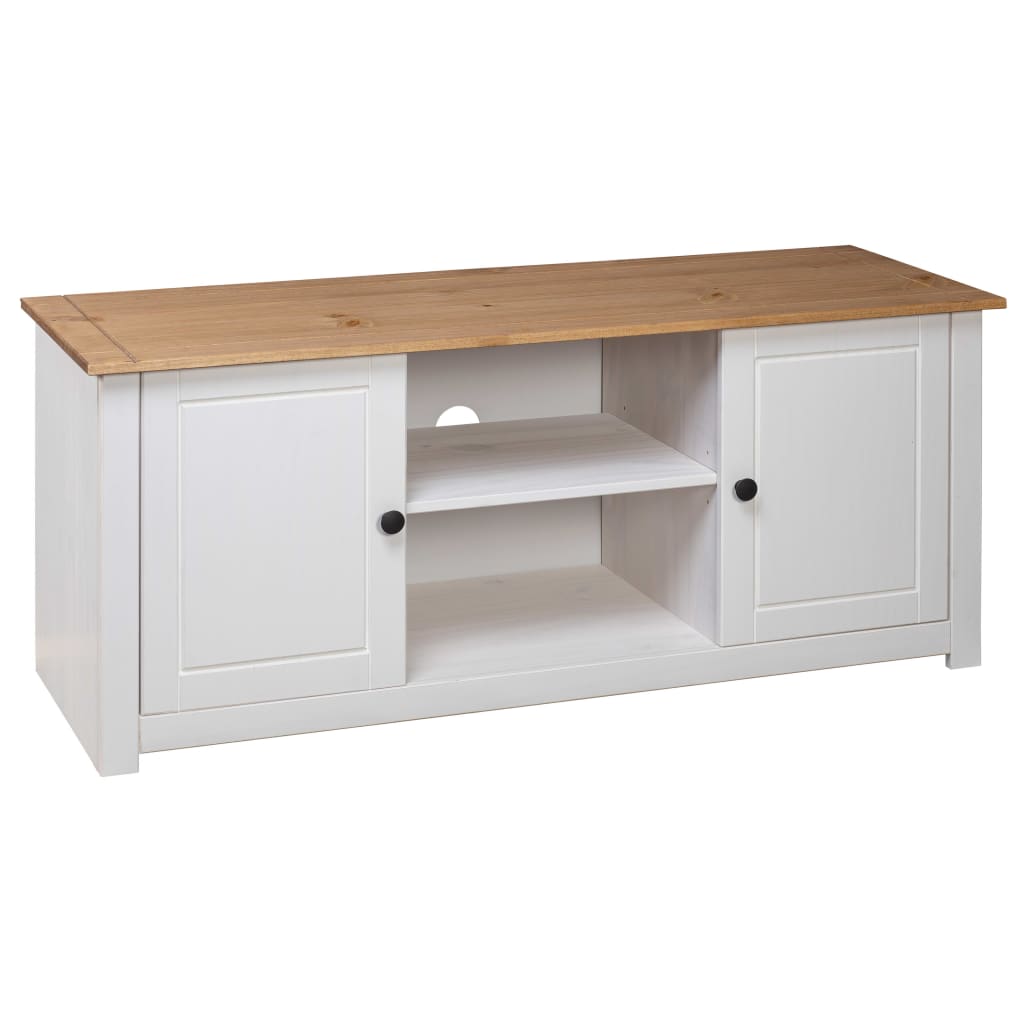 vidaXL Mueble para TV madera de pino estilo Panamá blanco 120x40x50 cm - Image 4
