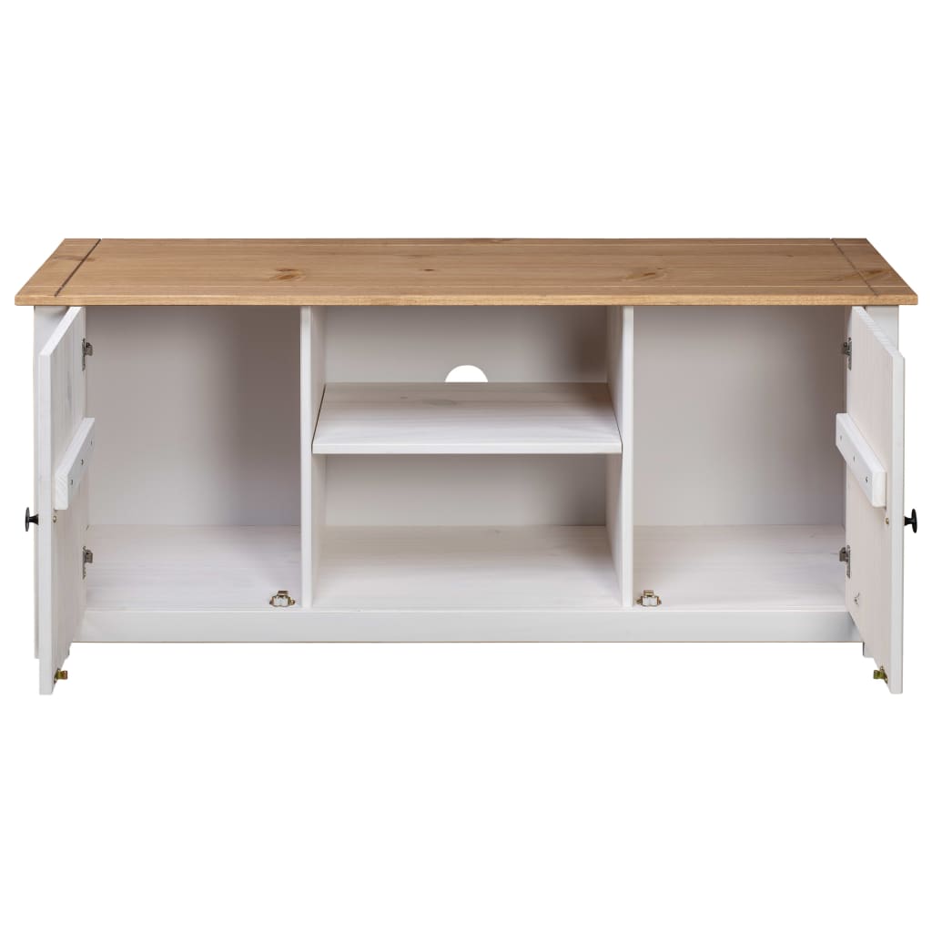 vidaXL Mueble para TV madera de pino estilo Panamá blanco 120x40x50 cm - Image 6