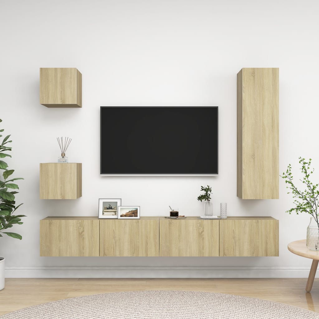 vidaXL Juego de muebles de salón 5 piezas roble Sonoma