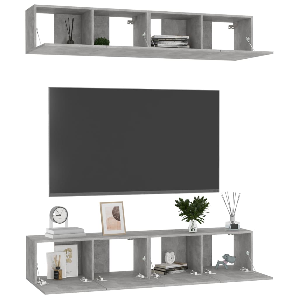 vidaXL Juego de muebles de salón 4 piezas gris hormigón 80x30x30 cm - Image 3