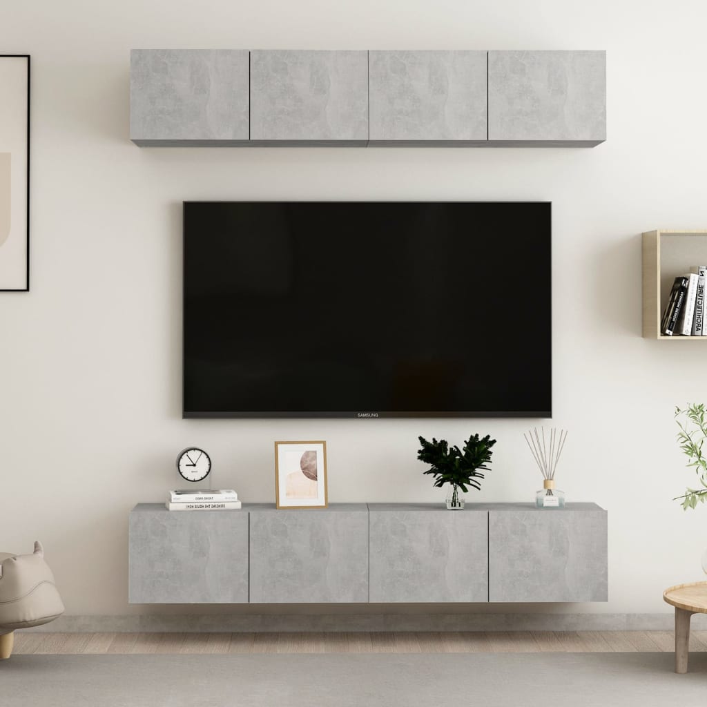 vidaXL Juego de muebles de salón 4 piezas gris hormigón 80x30x30 cm