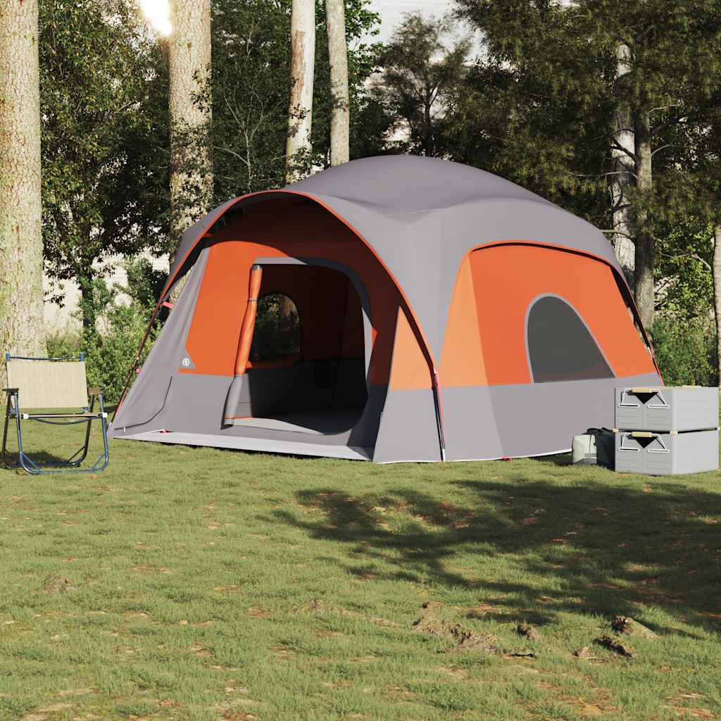 vidaXL Tienda de campaña familiar 6 personas impermeable gris naranja