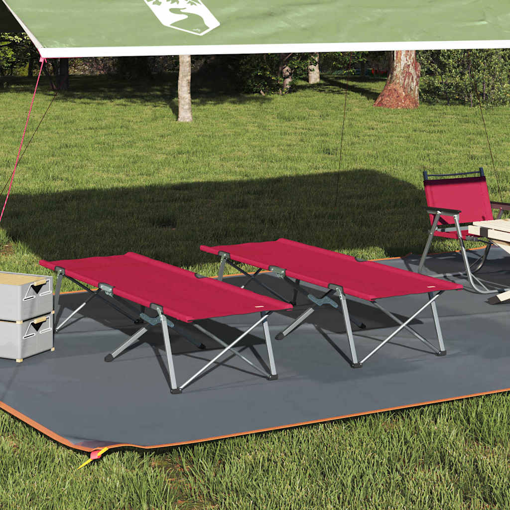 vidaXL Cama de Camping Plegable Manual 2 pcs Rojo 62 x 194 x 42 cm