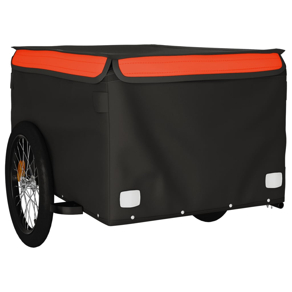 vidaXL Remolque para bicicleta hierro negro y naranja 45 kg - Image 4