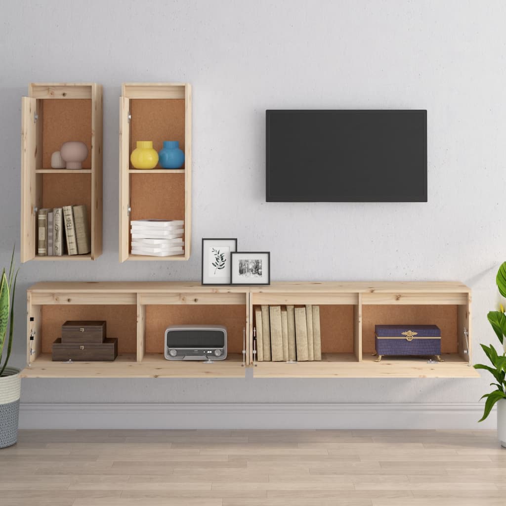 vidaXL Muebles para TV 4 piezas madera maciza de pino - Image 3
