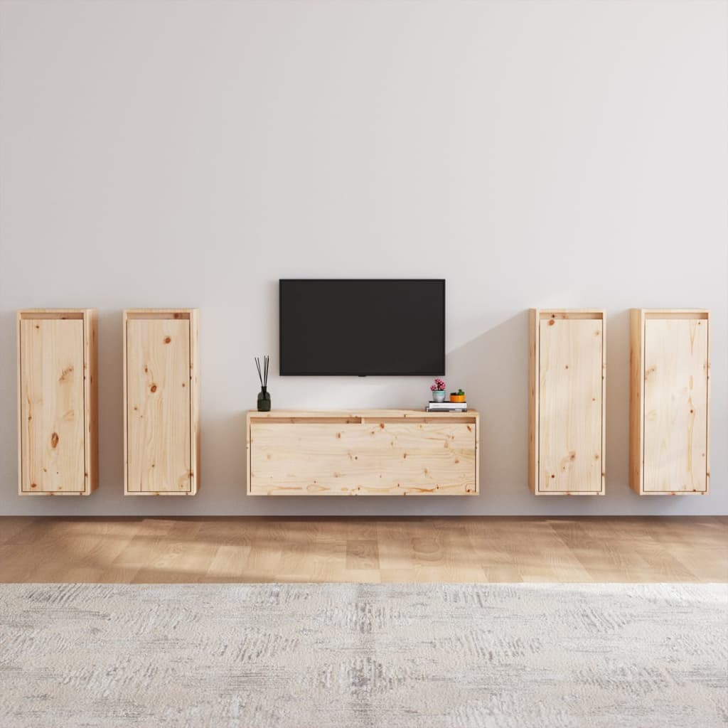 vidaXL Muebles para TV 5 piezas madera maciza de pino