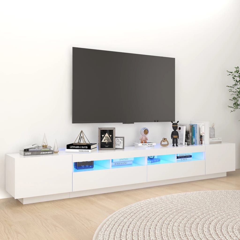 vidaXL Mueble para TV con luces LED blanco 260x35x40 cm