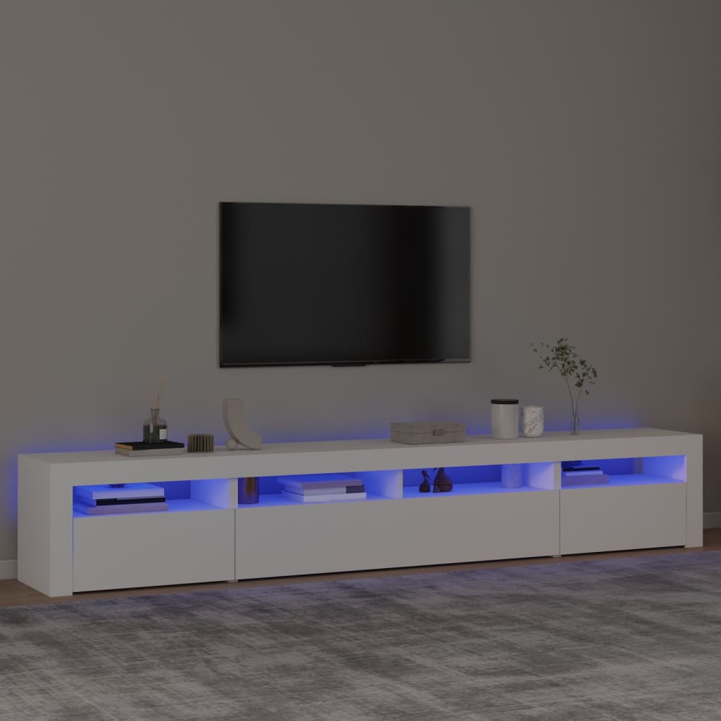 vidaXL Mueble de TV con luces LED blanco 240x35x40 cm
