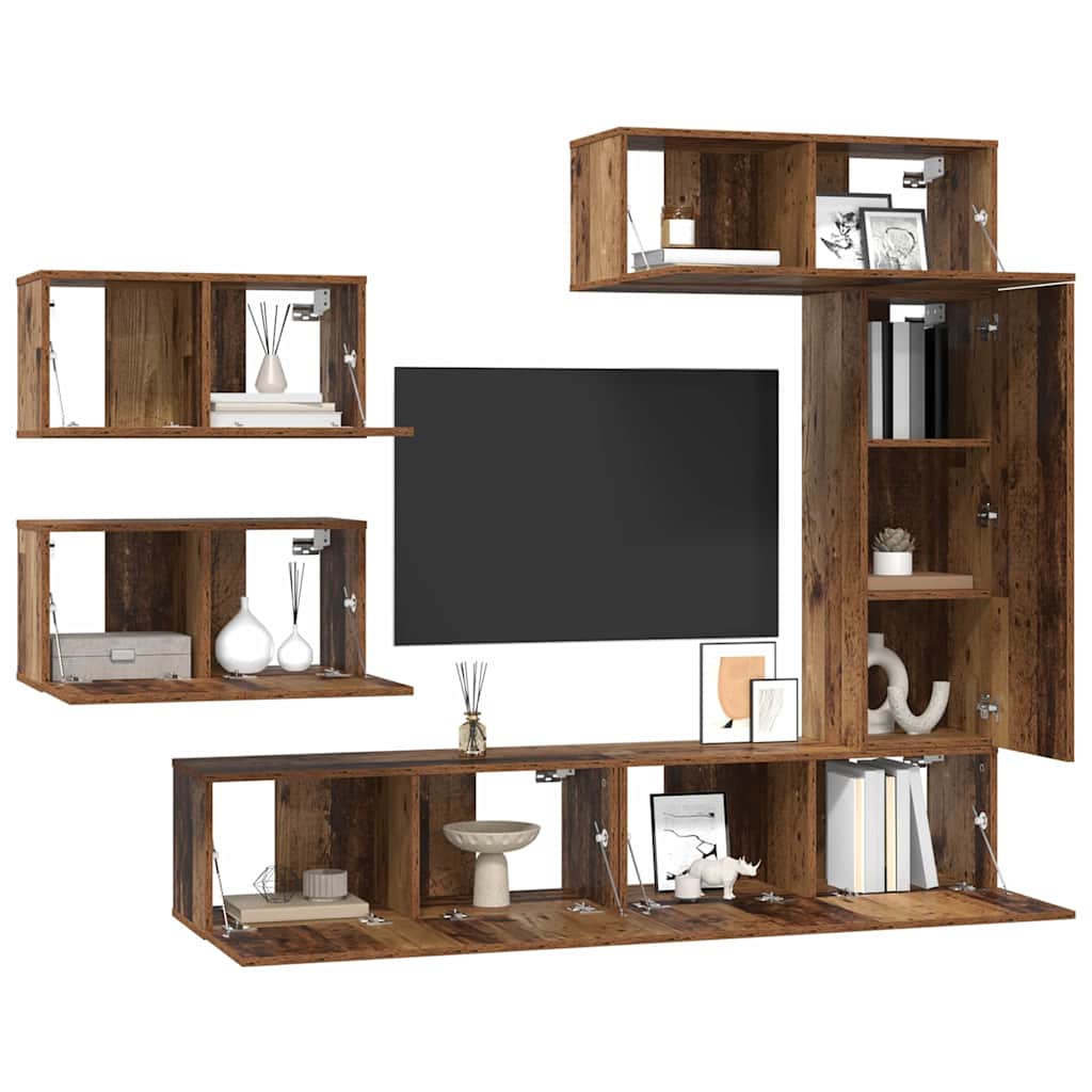 vidaXL Conjunto de mueble de TV 6 pcs Madera envejecida - Image 3