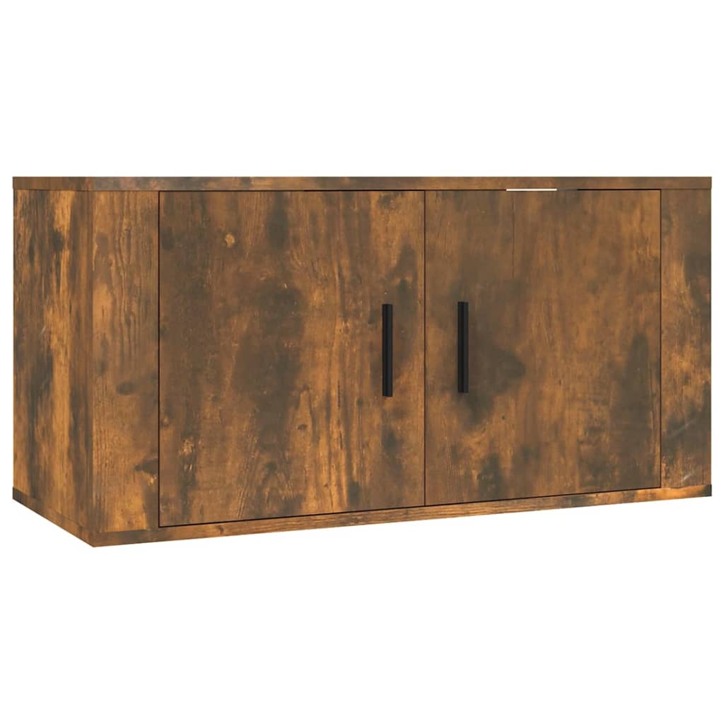 vidaXL Set de muebles de TV 3 pzas madera contrachapada roble ahumado - Image 4