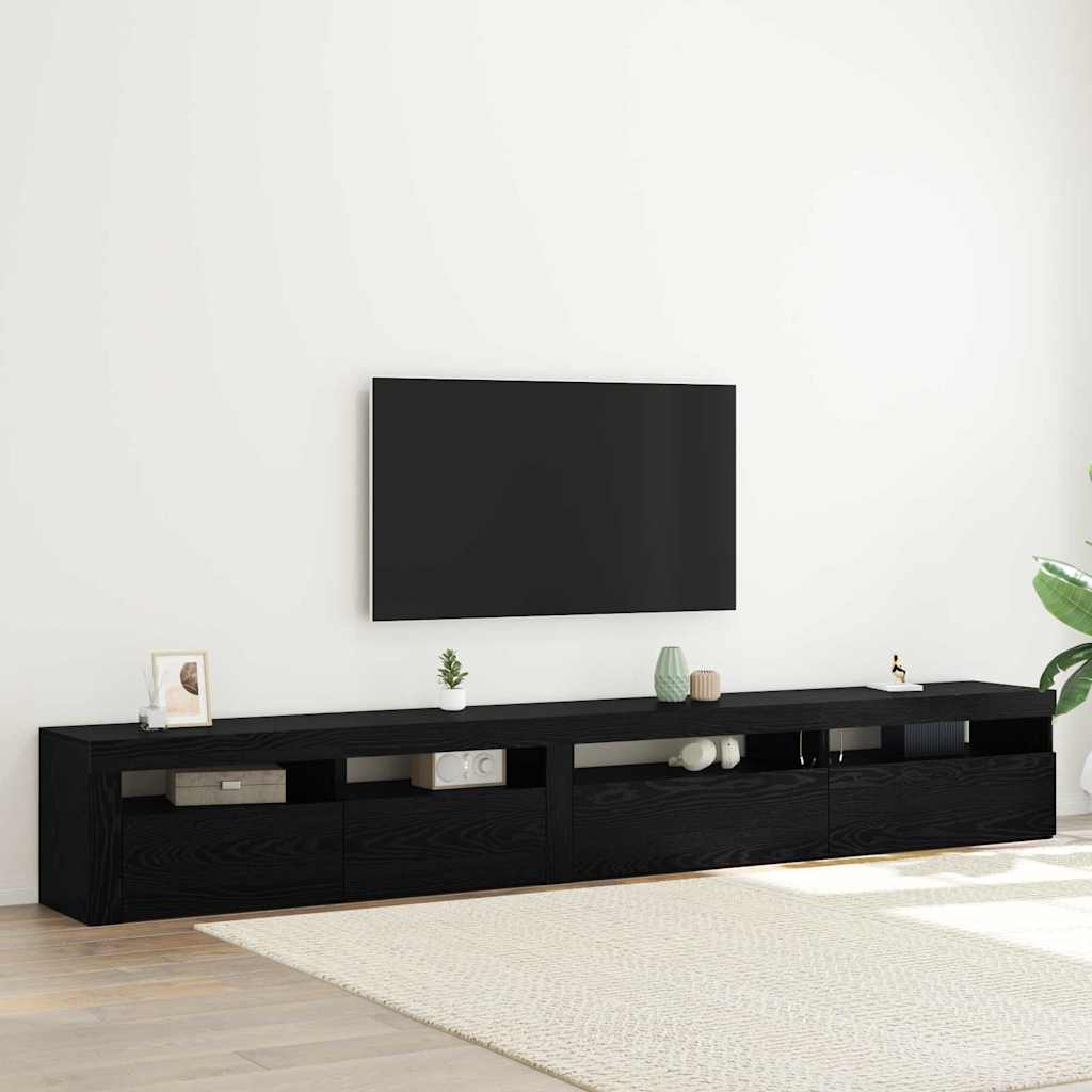 vidaXL Conjunto de mueble de TV 3 pcs Roble Negro 270 x 35 x 40 cm