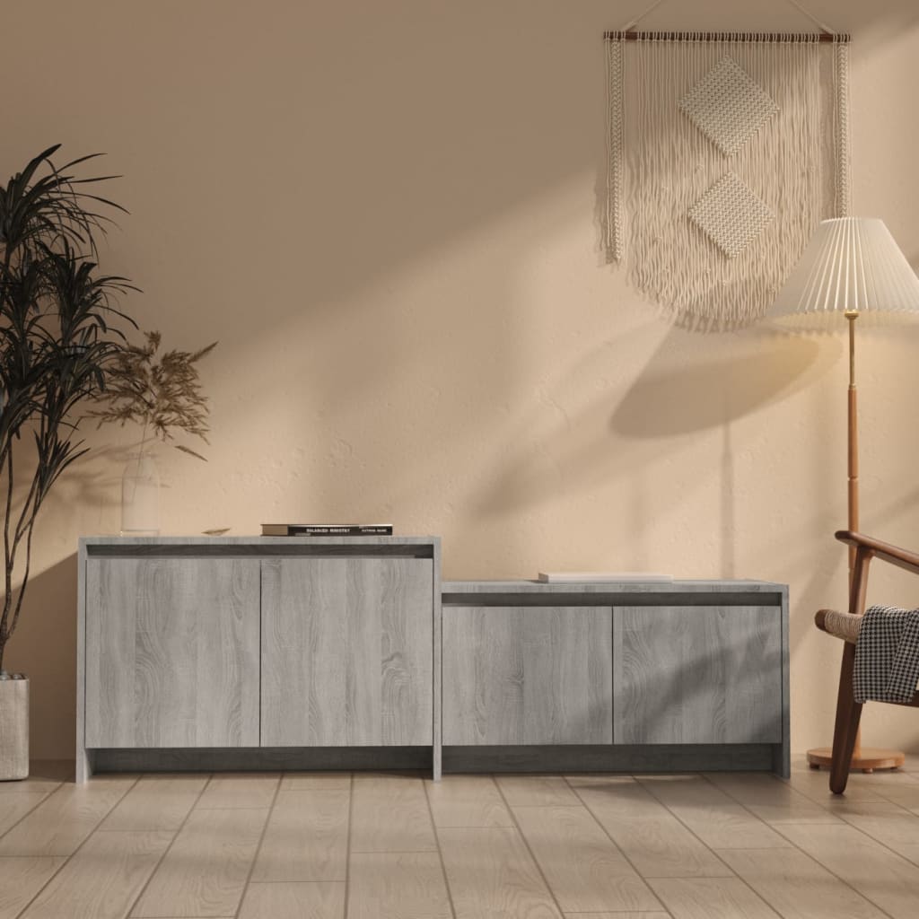 vidaXL Mueble de TV madera de ingeniería gris ahumado 146,5x35x50 cm