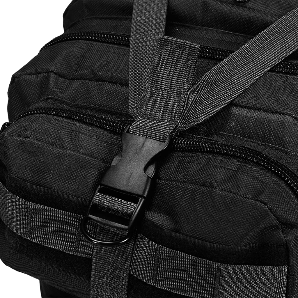 vidaXL Mochila estilo ejército XXL negro 50 l - Image 4