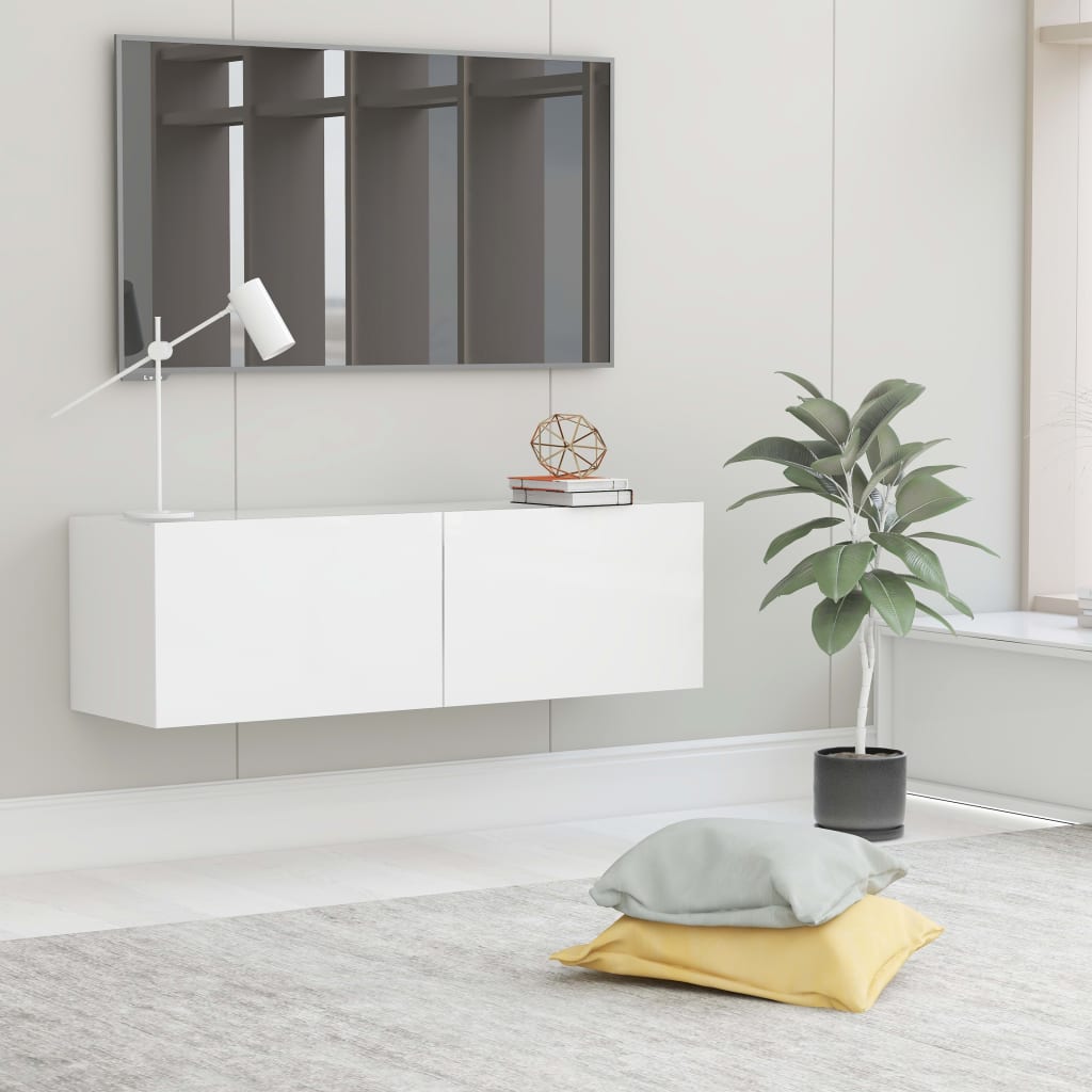 vidaXL Mueble para TV pared madera contrachapada blanco 100x30x30 cm