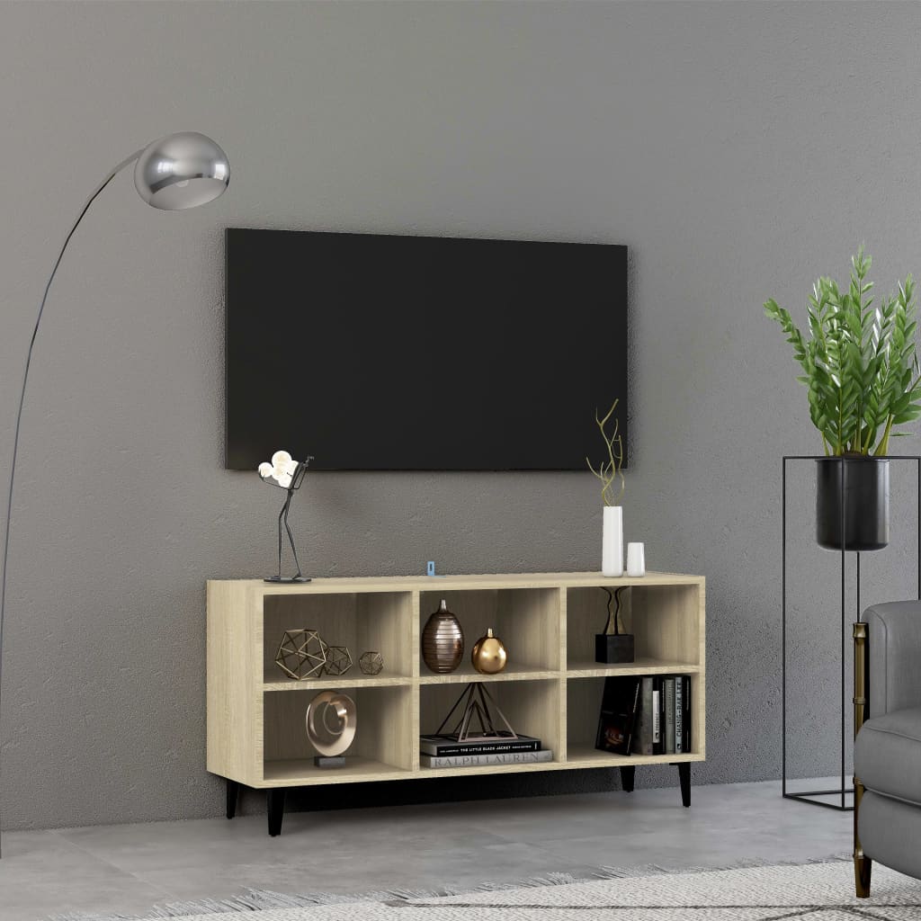 vidaXL Mueble de TV con patas metal color roble Sonoma 103,5x30x50 cm