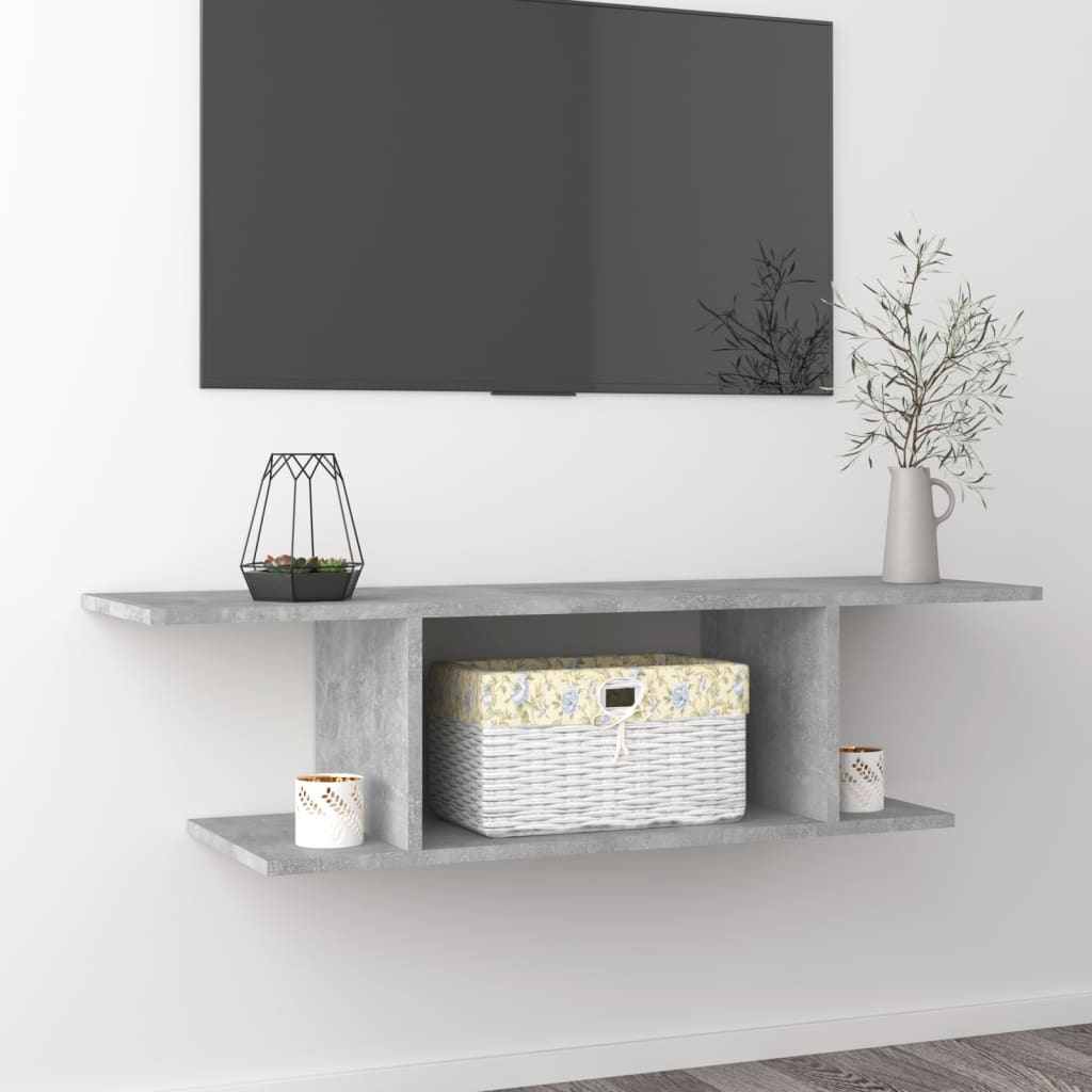 vidaXL Mueble de TV de pared gris hormigón 103x30x26,5 cm