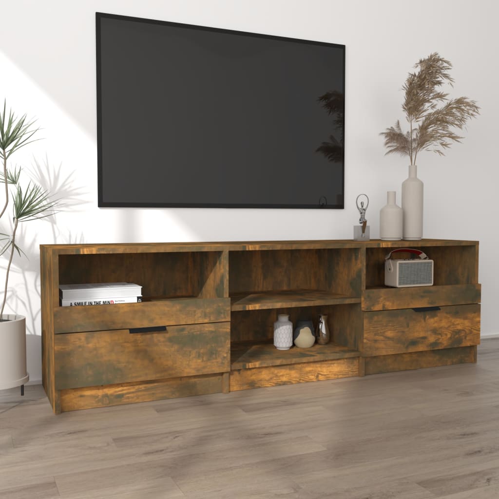 vidaXL Mueble para TV madera contrachapada roble ahumado 150x33,5x45cm - Image 3
