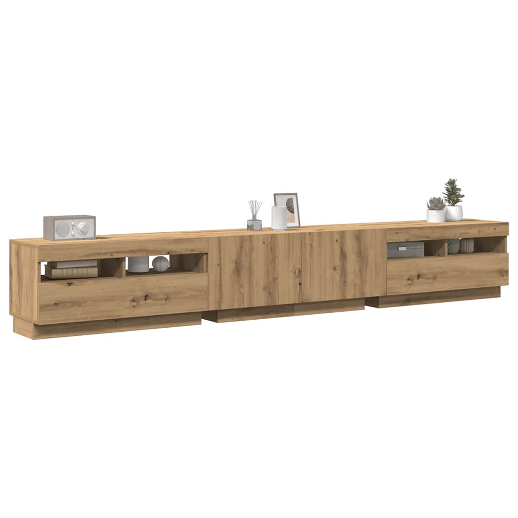 vidaXL Mueble de TV luces LED madera roble artisan 260x35x40 cm
