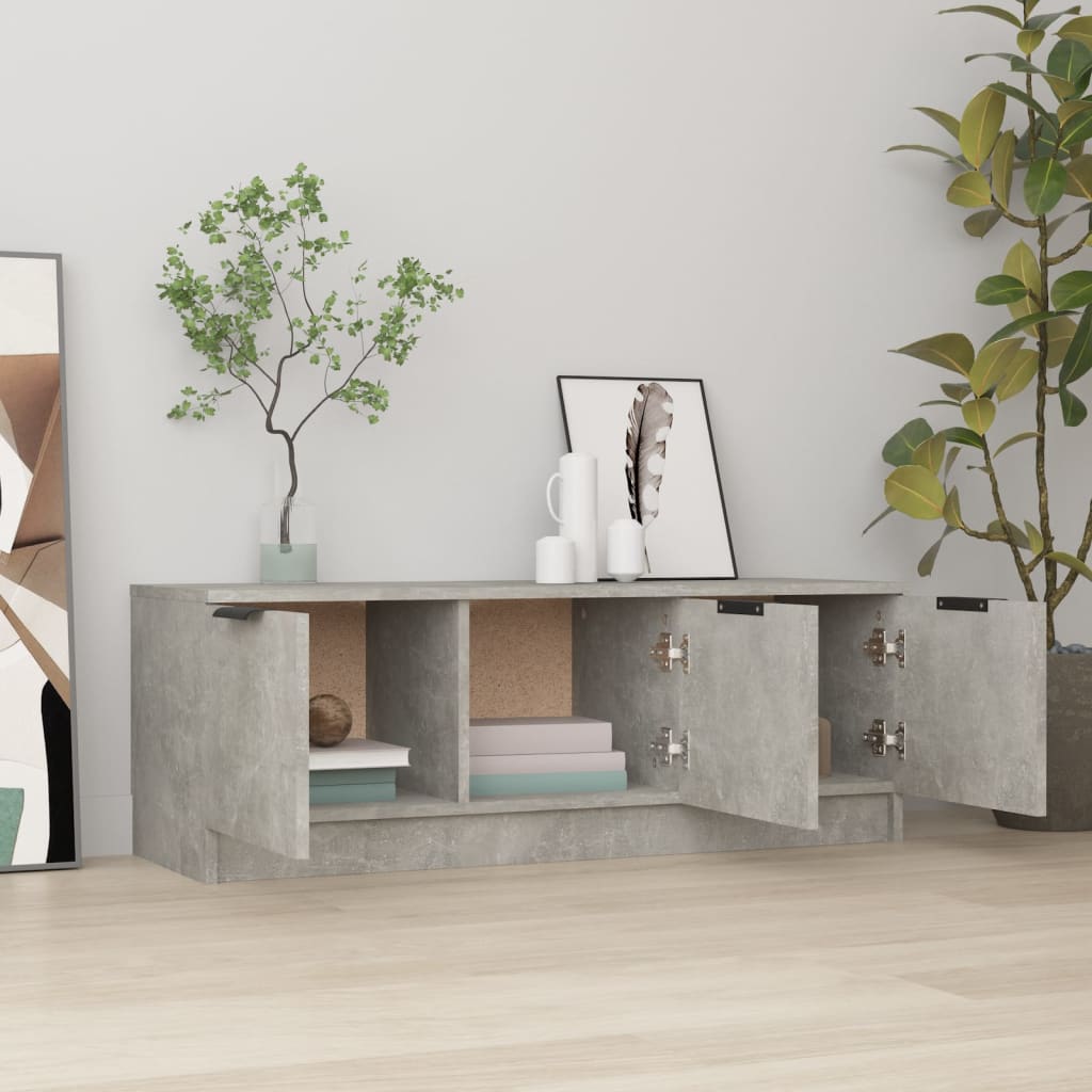 vidaXL Mueble de TV madera contrachapada gris hormigón 102x35x36,5 cm - Image 3