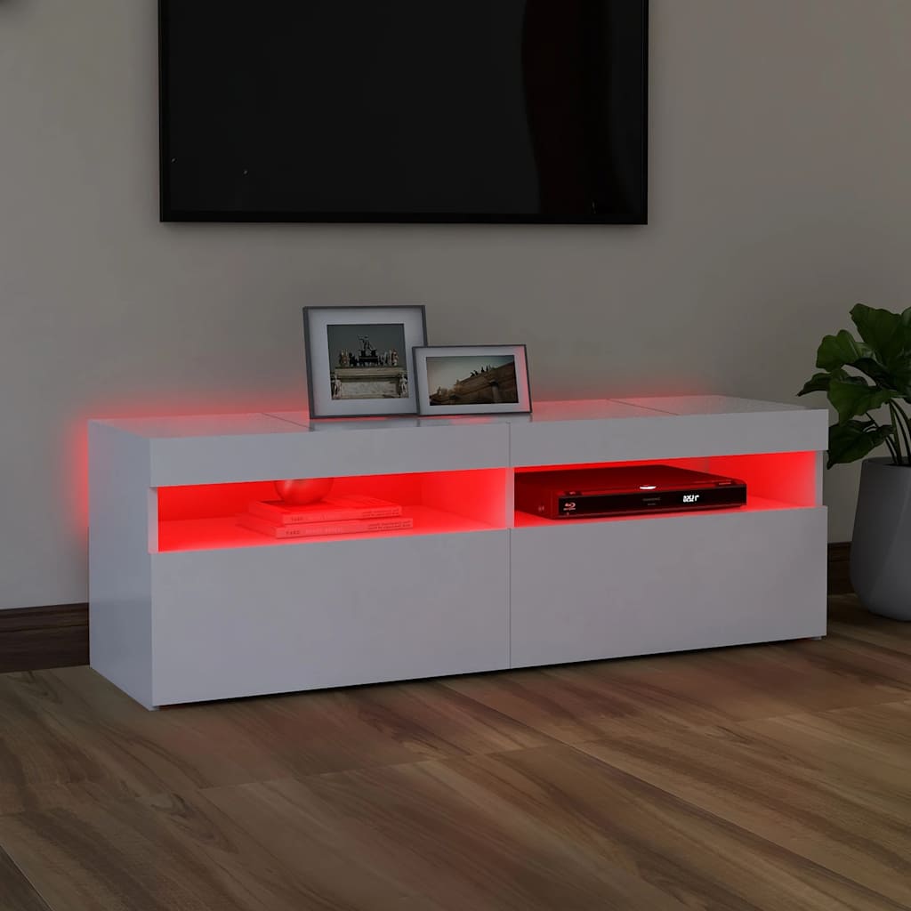 vidaXL Mueble para TV con luces LED blanco 120x35x40 cm - Image 4