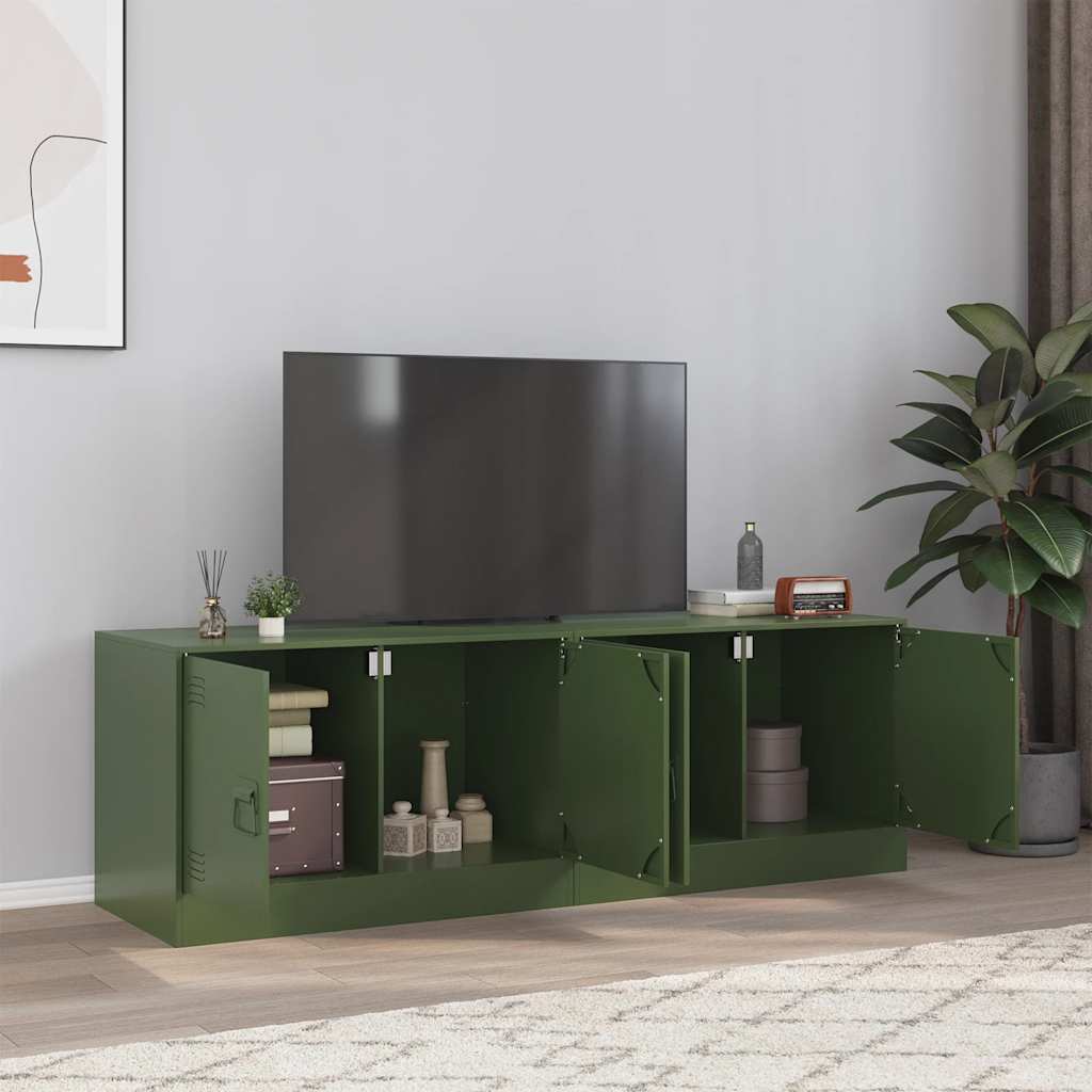 vidaXL Muebles para TV 2 unidades acero verde oliva 67x39x44 cm