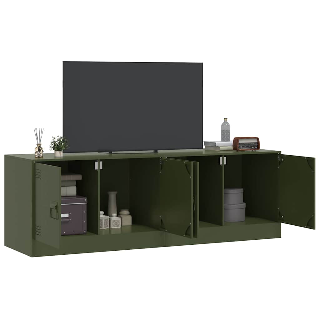 vidaXL Muebles para TV 2 unidades acero verde oliva 67x39x44 cm - Image 3