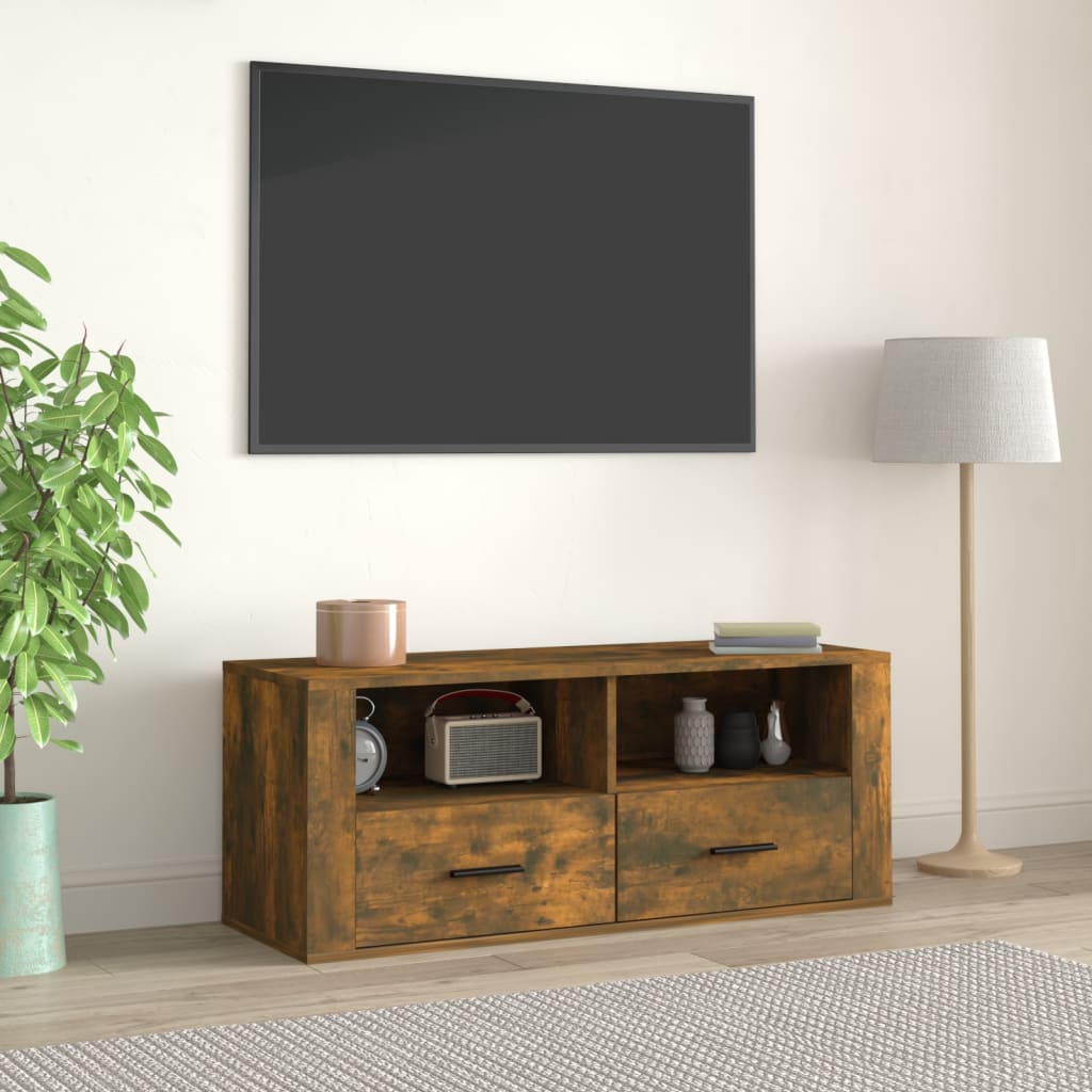 vidaXL Mueble para TV madera contrachapada roble ahumado 100x35x40 cm