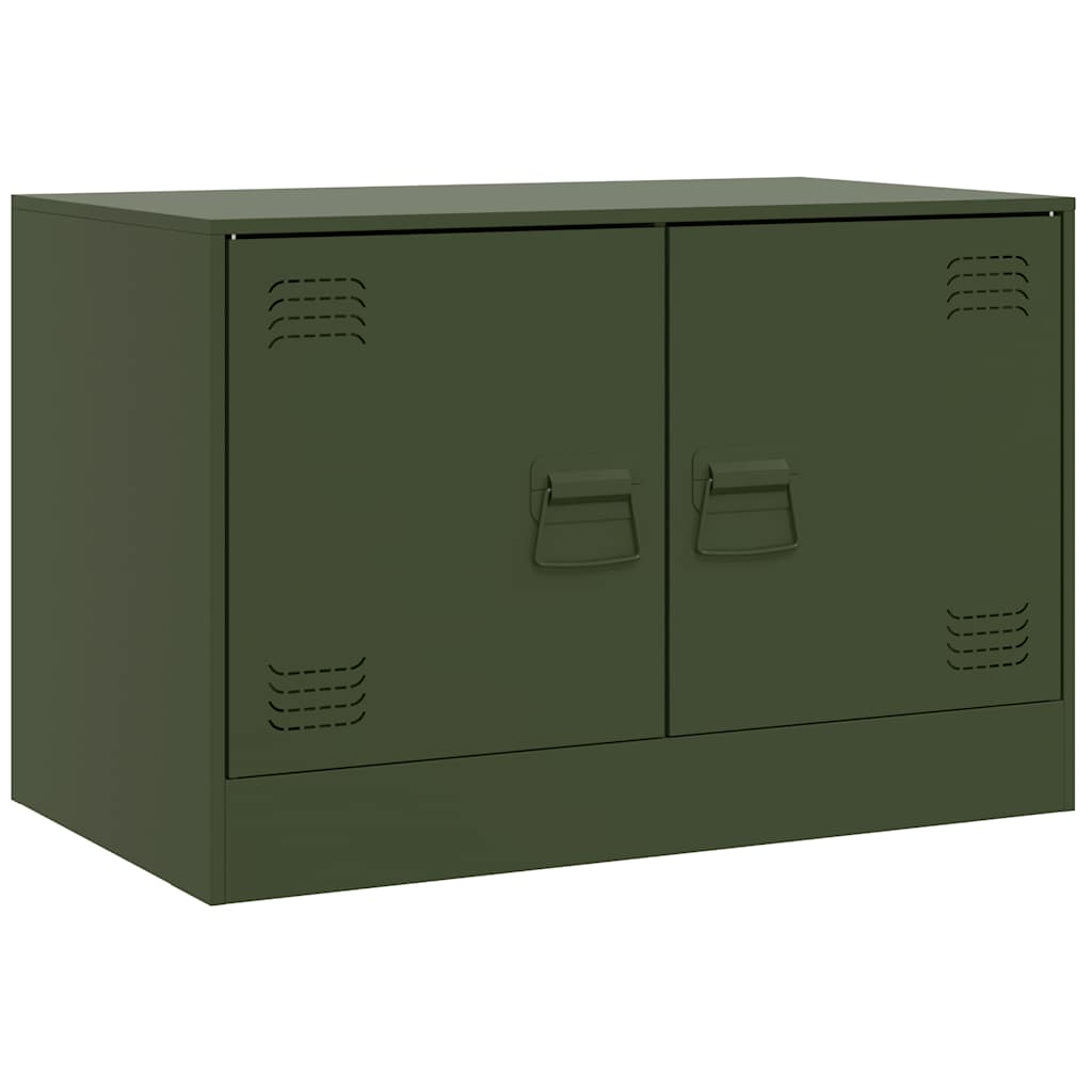 vidaXL Muebles para TV 2 unidades acero verde oliva 67x39x44 cm - Image 5