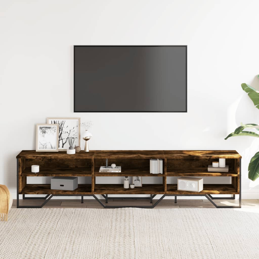 vidaXL Mueble de TV madera de ingeniería roble ahumado 180x34x41 cm - Image 3