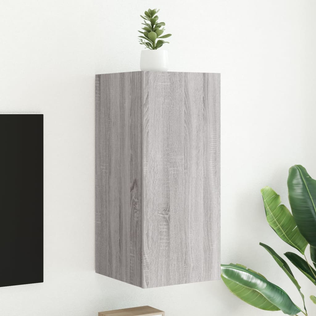 vidaXL Mueble de TV de pared con luces LED gris Sonoma 30,5x35x70 cm
