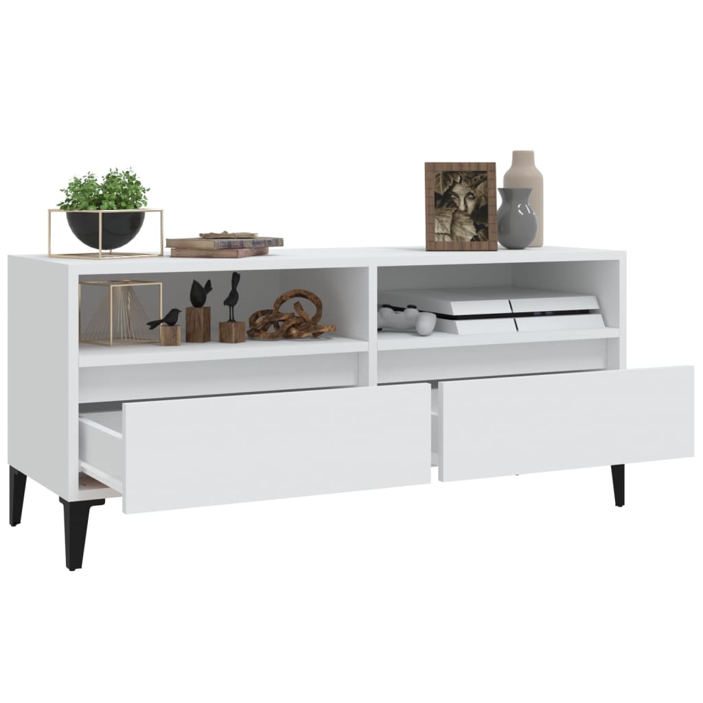vidaXL Mueble para TV madera contrachapada blanco 100x34,5x44,5 cm - Image 5