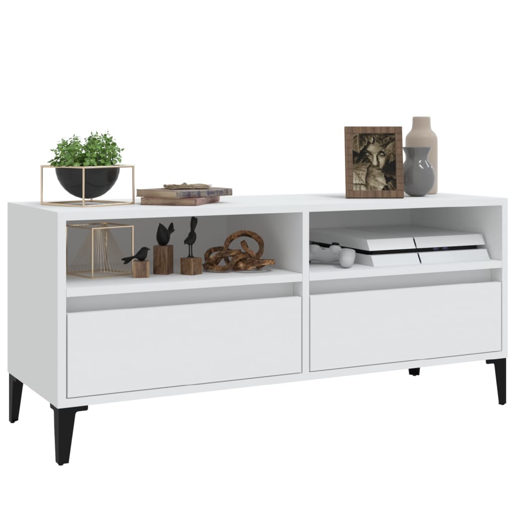 vidaXL Mueble para TV madera contrachapada blanco 100x34,5x44,5 cm - Image 4