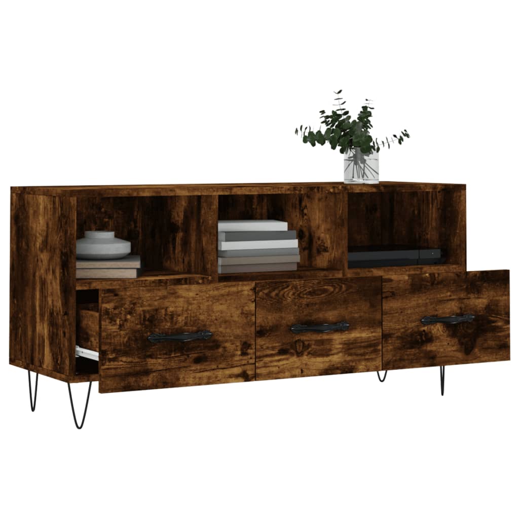 vidaXL Mueble de TV madera de ingeniería roble ahumado 102x36x50 cm - Image 4