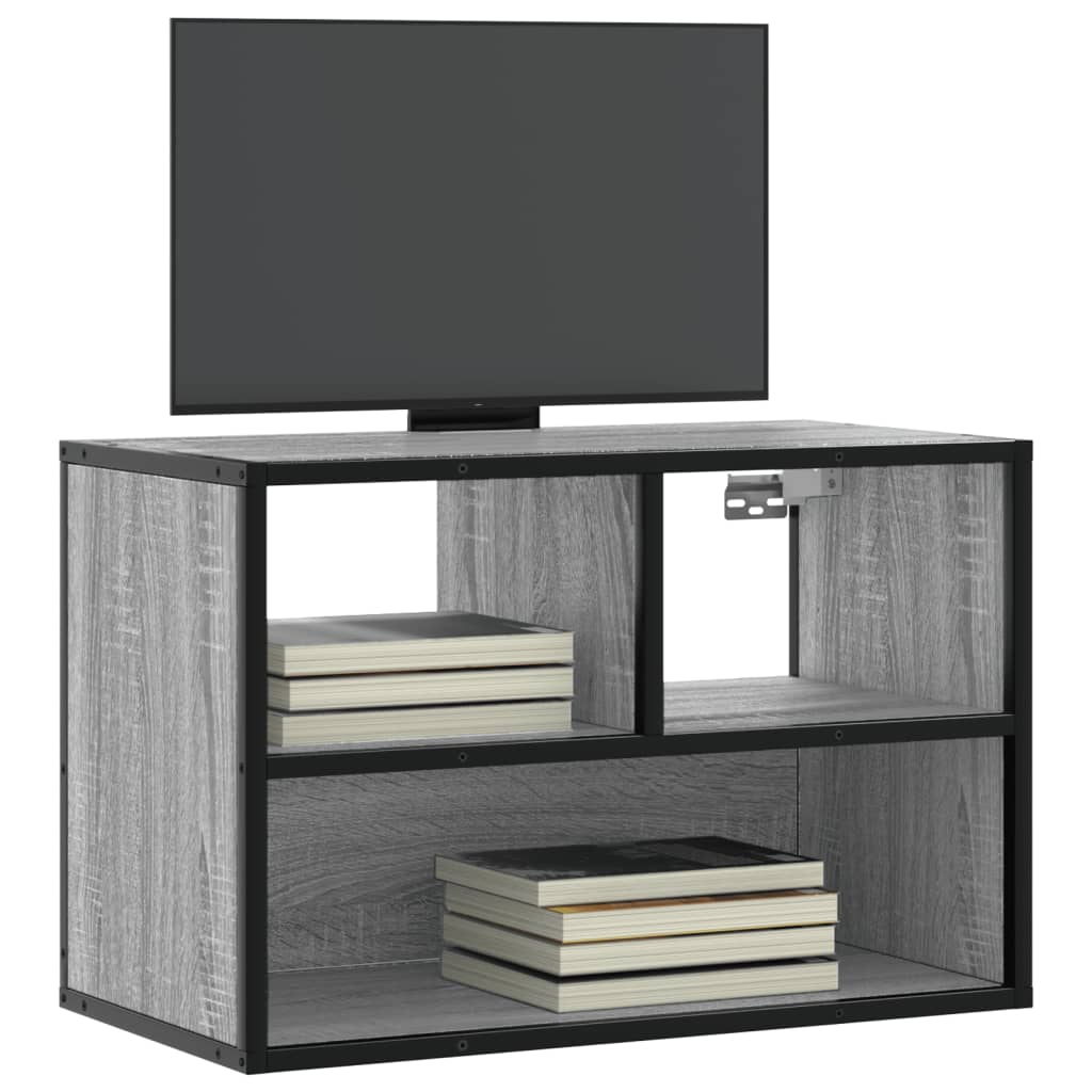 vidaXL Mueble de TV madera y metal roble ahumado 60x31x39,5 cm