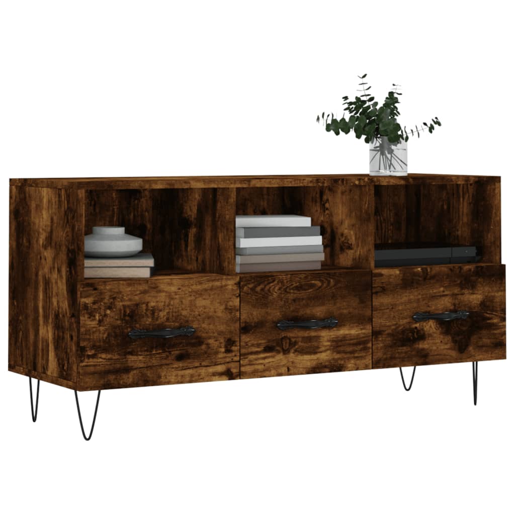 vidaXL Mueble de TV madera de ingeniería roble ahumado 102x36x50 cm - Image 3